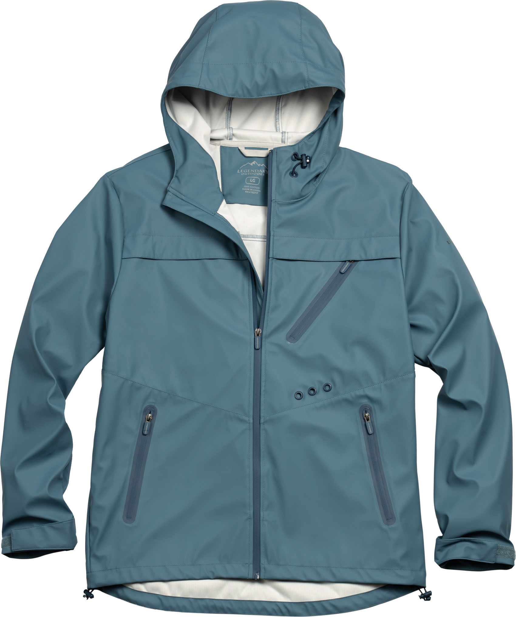 Legendary Whitetails Mens Water Resistant Fishing Rain Jacket Aegean Blue 3XT Polyester