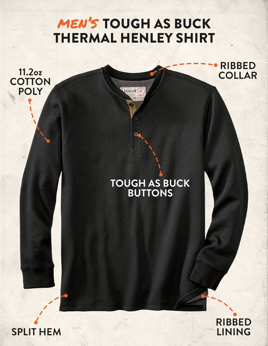 Mens Henley Shirt Long Sleeve Waffle Thermal Henley Top Casual