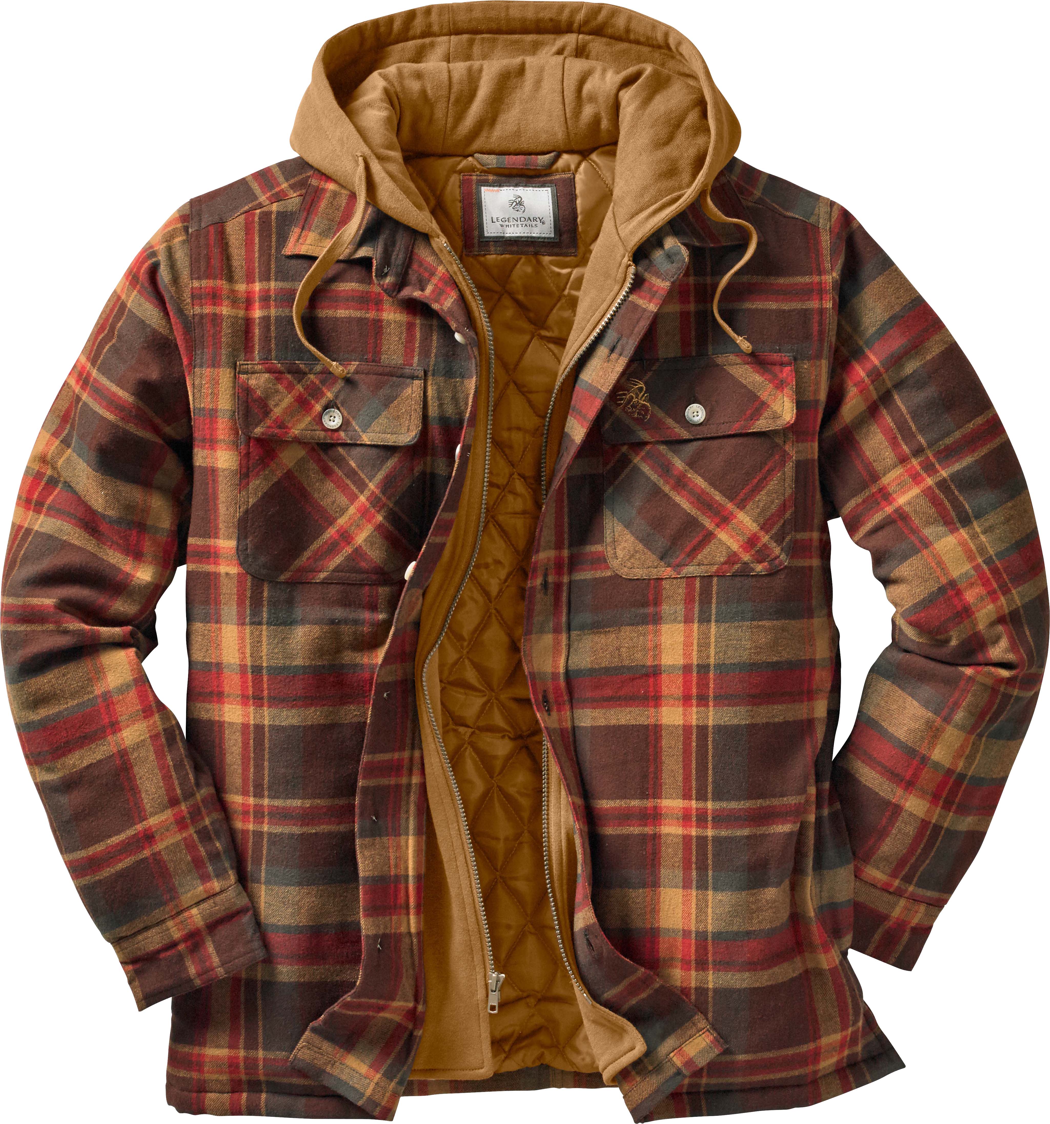 Legendary Whitetails Men's Maplewood Hooded Shirt Jacket, Size: Large, Brown